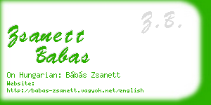 zsanett babas business card